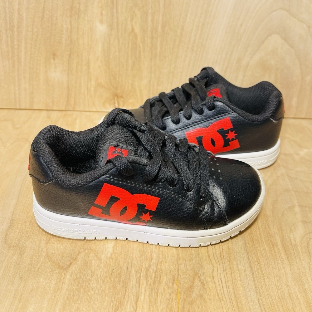 DC Skate Sneaker, Little Kid Size 11, Black & Red, Leather,‎ Y2K